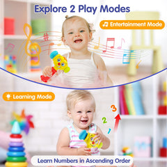 Hola learning mode counts aloud to help early number recognition and language.