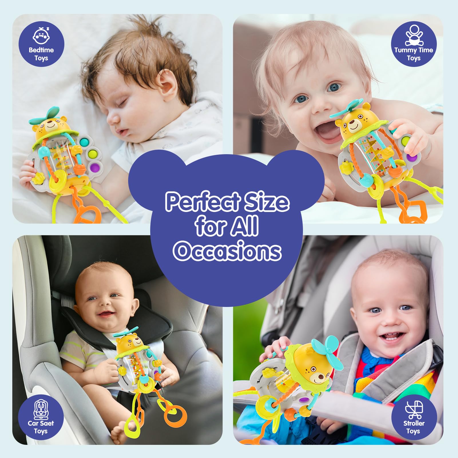 HOLA Montessori Toys soft silicone chew toy is safe and durable.