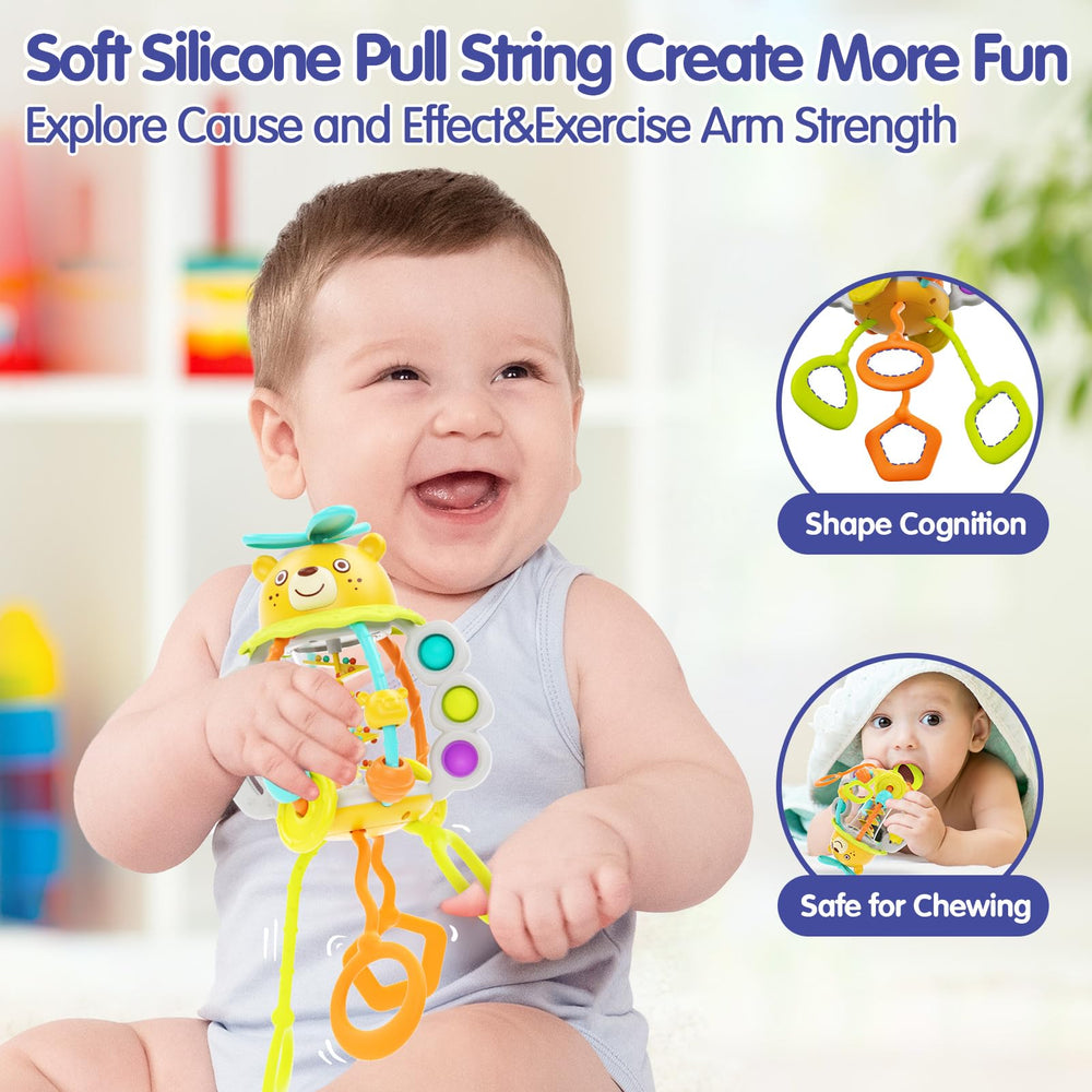 HOLA Montessori Toys textured pull ropes invite safe teething exploration.