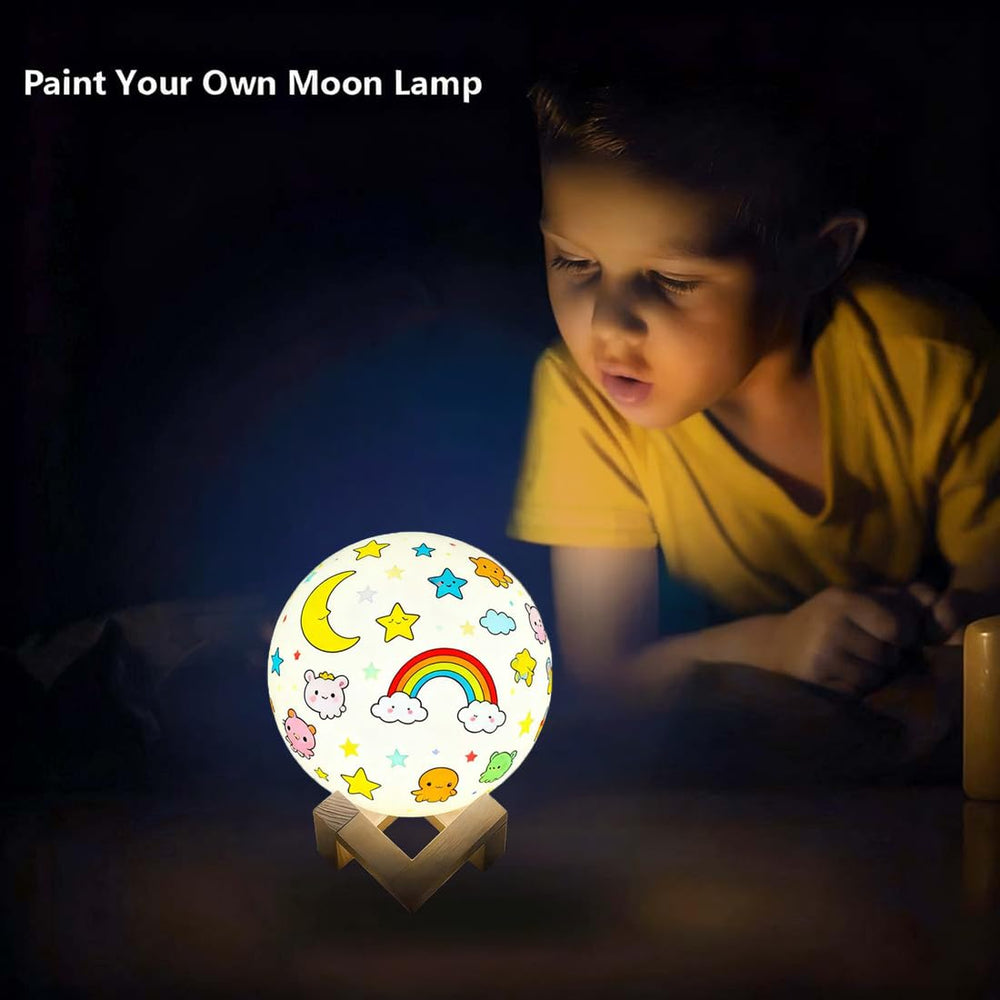 HOLA Moon Lamp inspires imagination during bedtime cosmic storytelling.