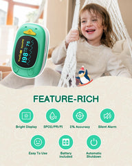 HOLFENRY Kids Pulse Oximeter display bright for easy, rapid readings in busy moments.