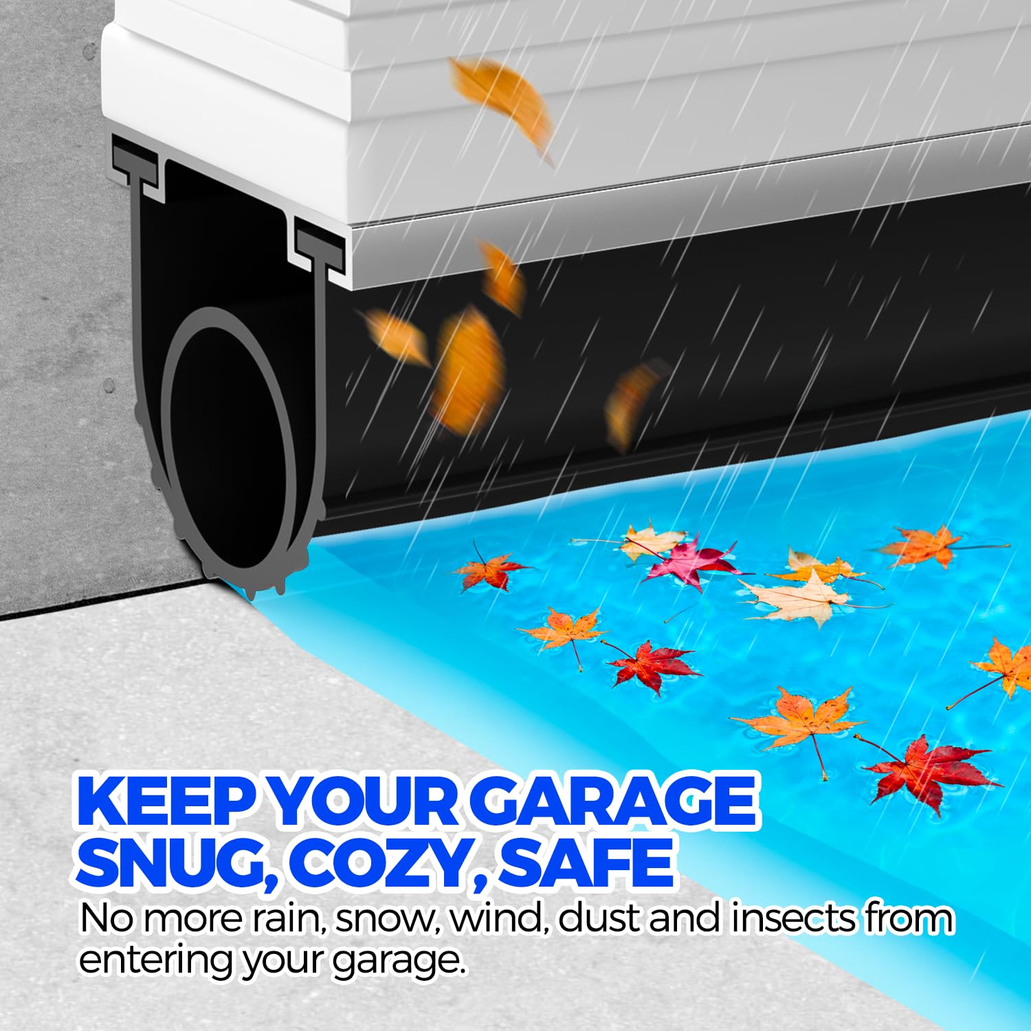 Holikme EPDM garage seal side profile demonstrates tight channel fit for energy efficiency.