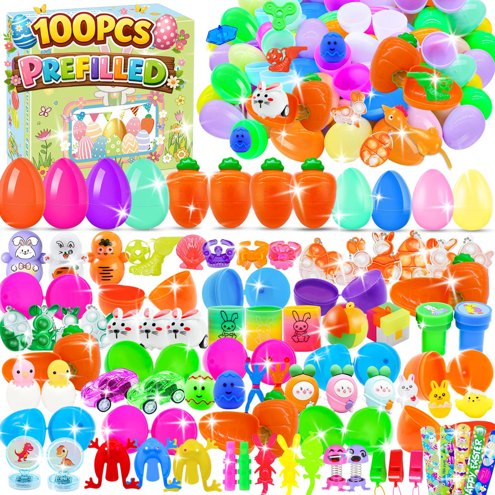 HOLILURE 100-pack Easter eggs with toys inside for easy, fun Easter hunts