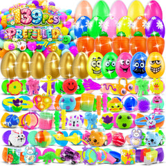 HOLILURE 139-pack prefixed Easter eggs with toys inside for easy gifting