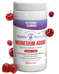 Holistic Method Magnesium Citrate Gummies bottle showing sugar-free vegan formula for calm evenings.