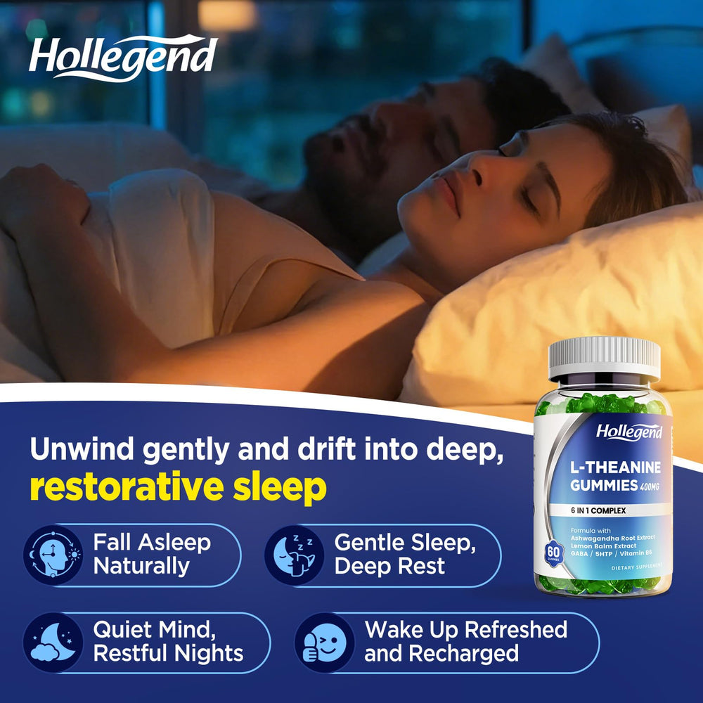 HOLLEGEND L-Theanine Gummies on hand showcases portable self-care chew