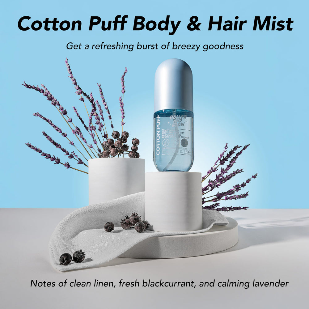 Holler And Glow mood boosting mist spray in action for quick refresh.