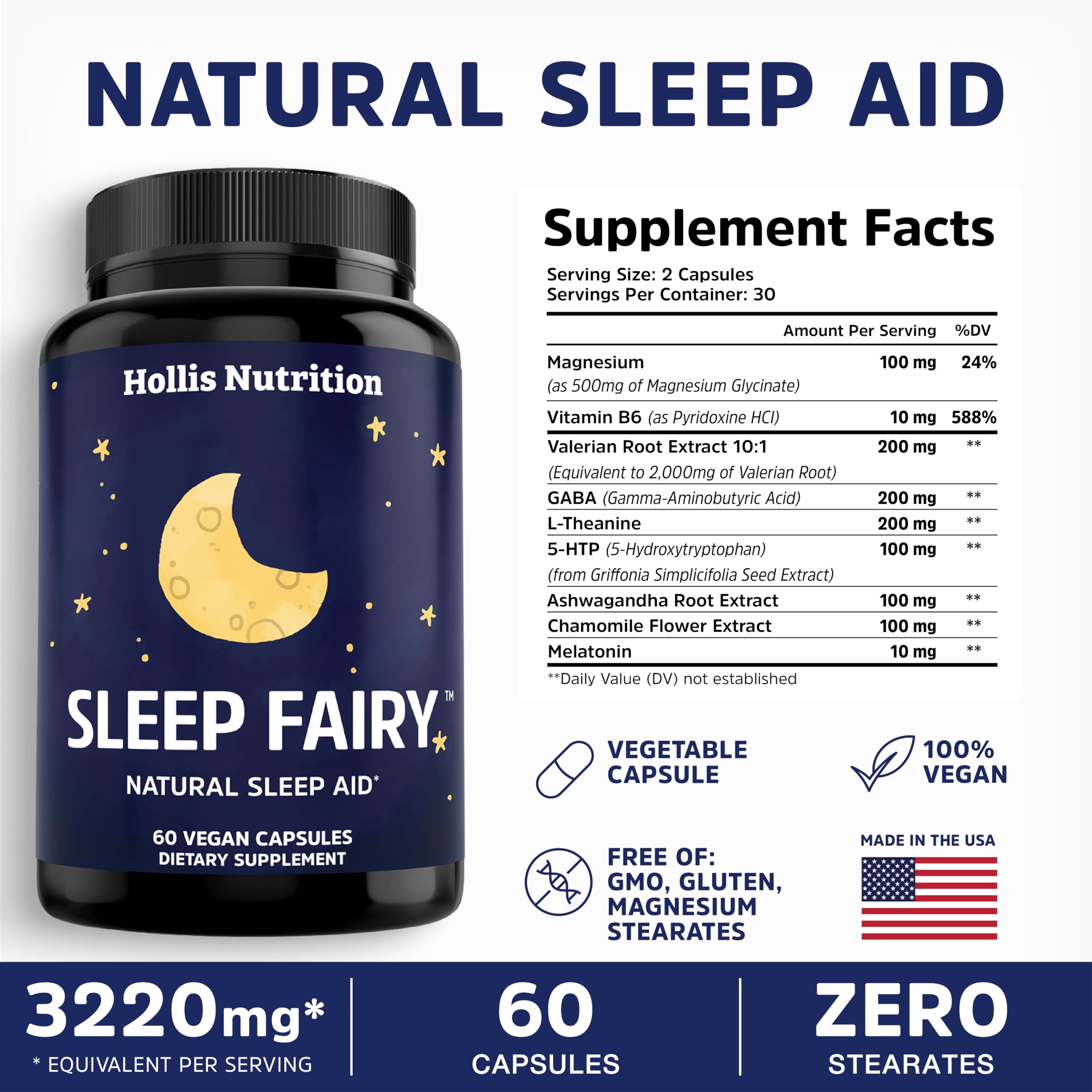 Hollis Nutrition Sleep Fairy capsules ready for nightly use