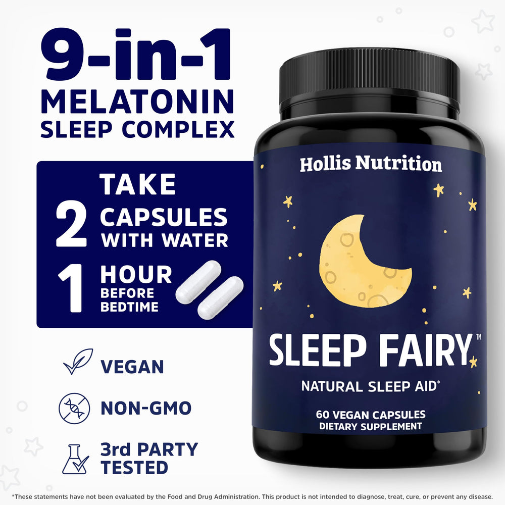 Sleep Fairy packaging box showing brand and vegan formula benefits