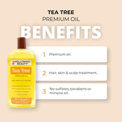Packaging image of Hollywood Beauty Tea Tree Oil showing a 16 oz size.