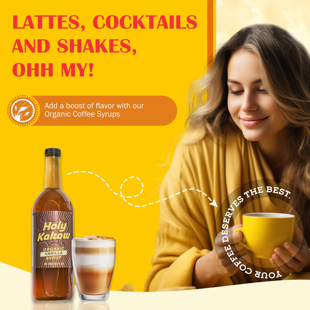 Holy Kakow vanilla syrup coffee cocktail evokes premium flavor at home.