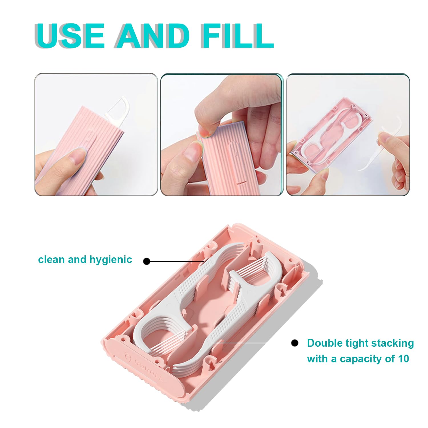 Holy Rose adult floss picks close-up highlighting smooth tips for gentle cleaning