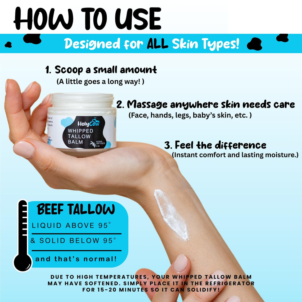 HolyCow balm applied to hand demonstrates smooth absorption.