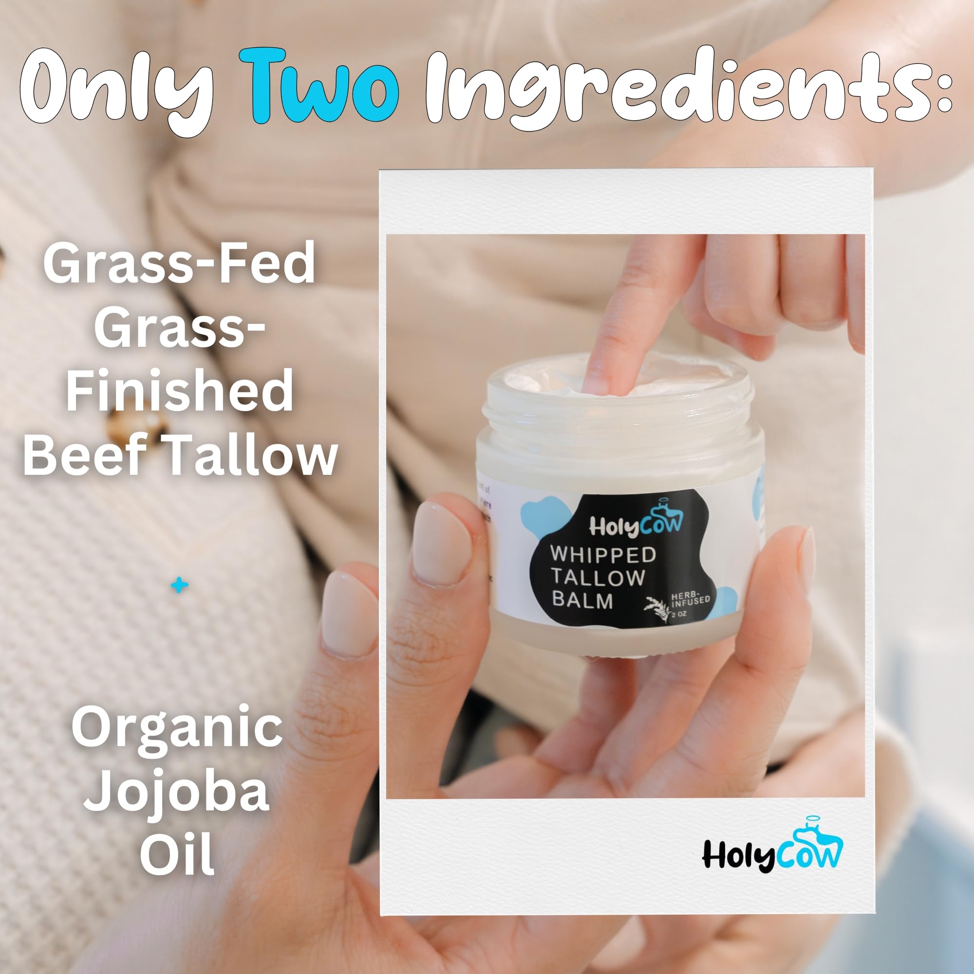 HolyCow herb-infused jojoba oil bottle nourishes skin daily.