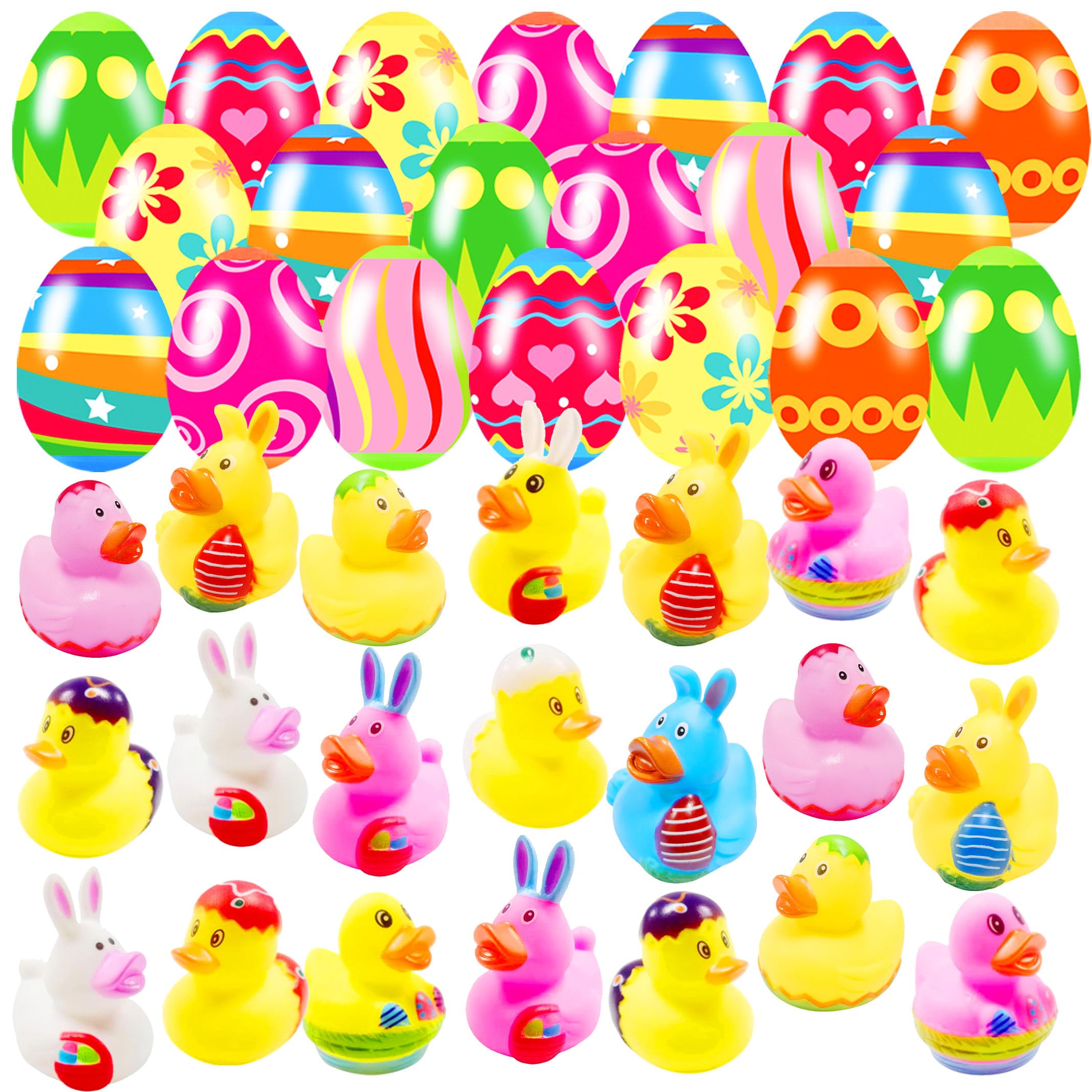 Holydeck 20-pcs prefilled Easter eggs with rubber ducks inside for Easter fun