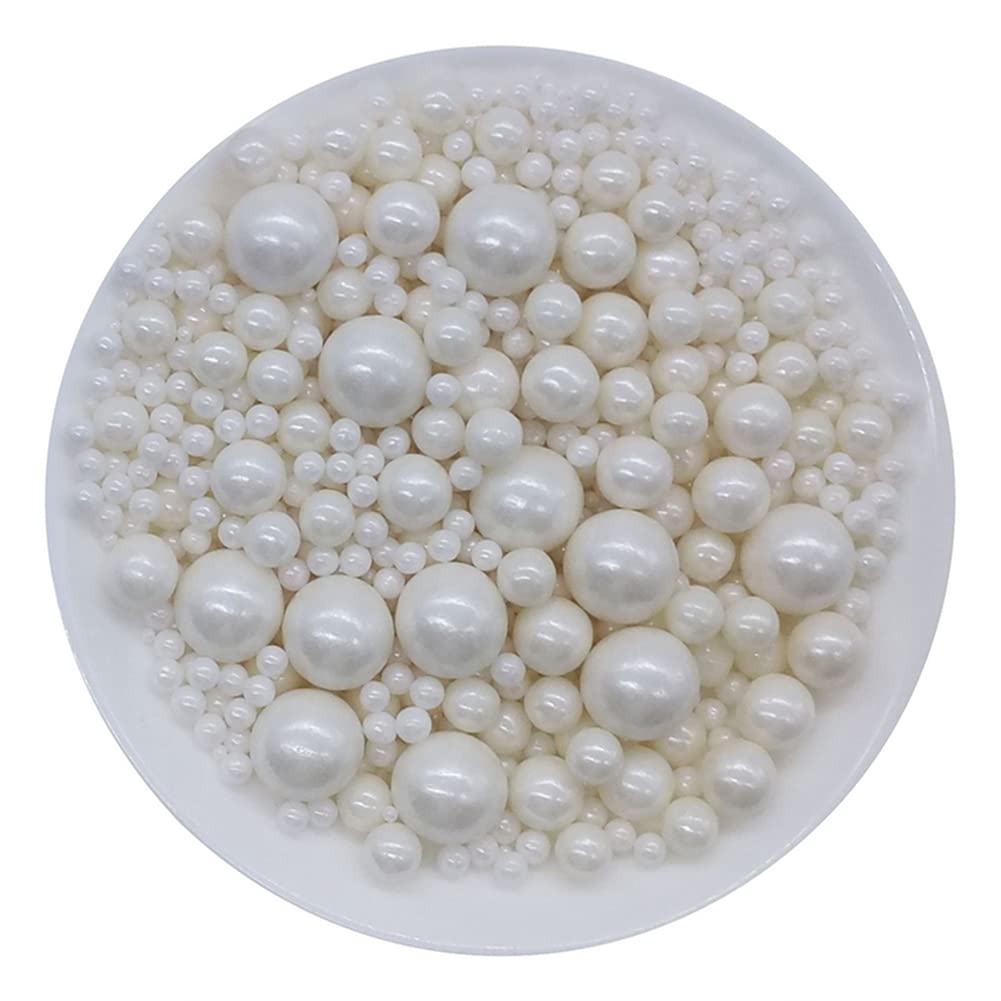 Homankit edible white sugar pearls on cake add elegant decoration and festive sparkle.