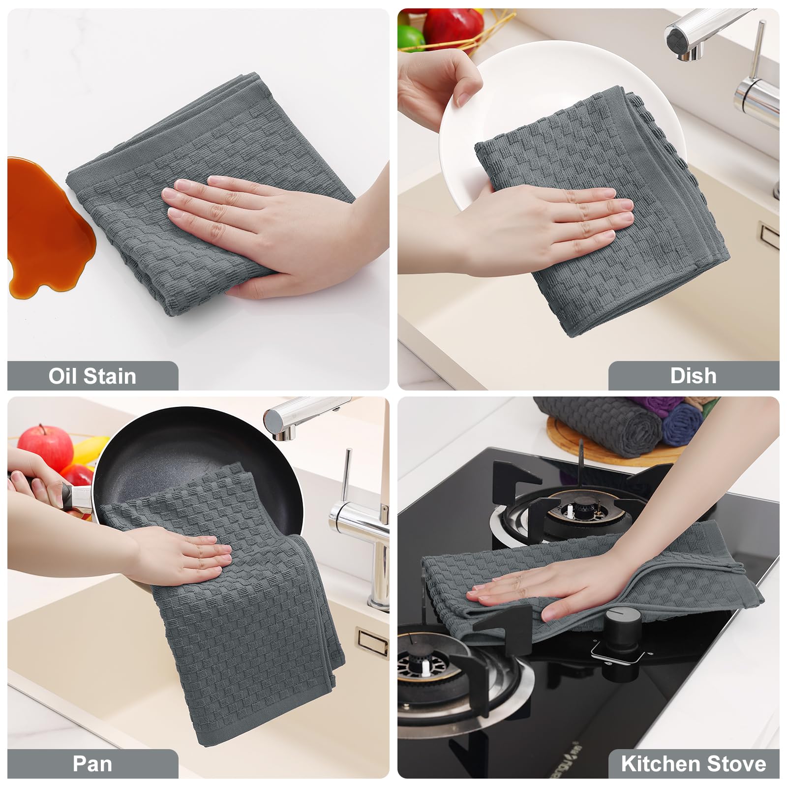 Homaxy cotton tea towels 6-pack offer reusable kitchen support.
