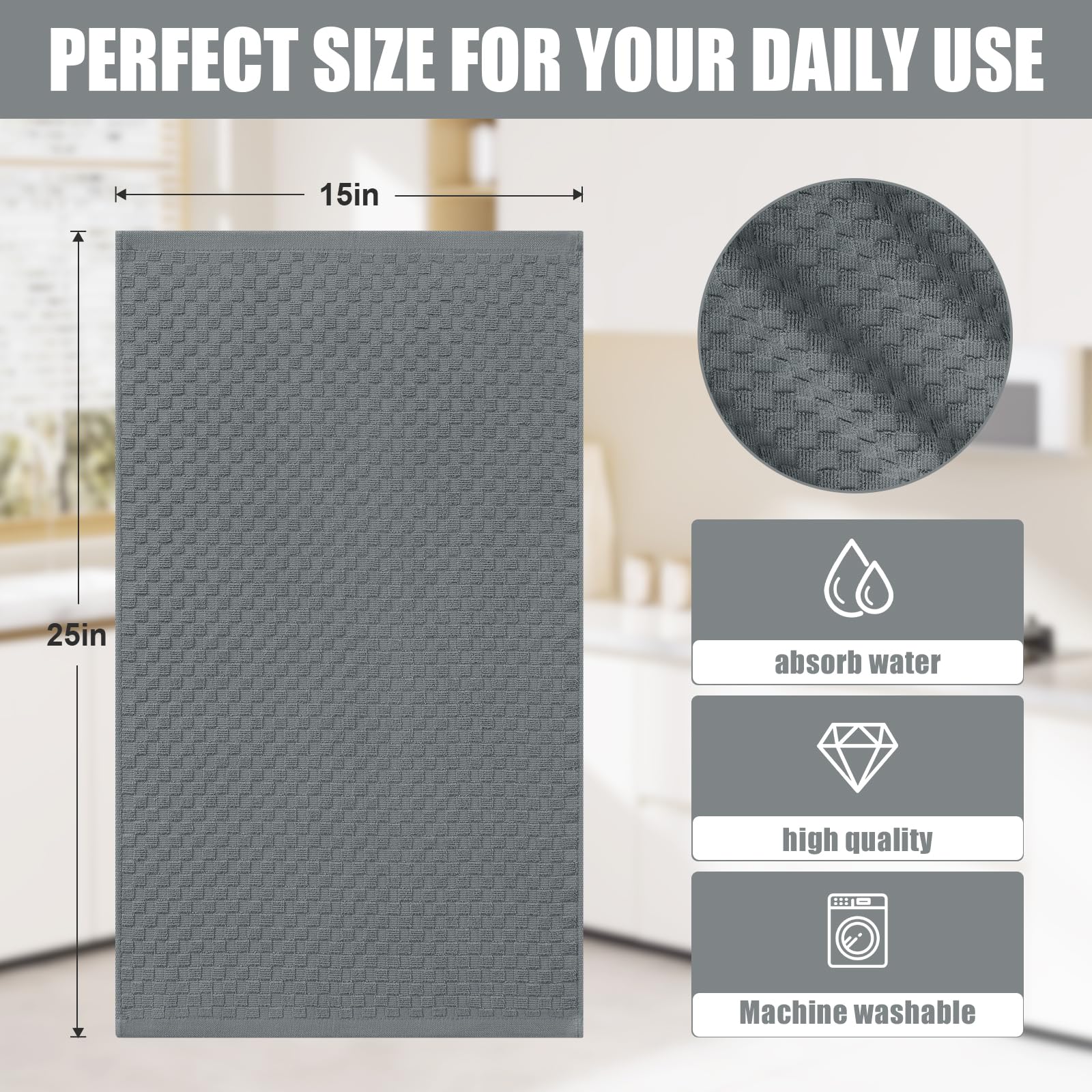Homaxy dobby weave towel looks plush and absorbent for safe drying.