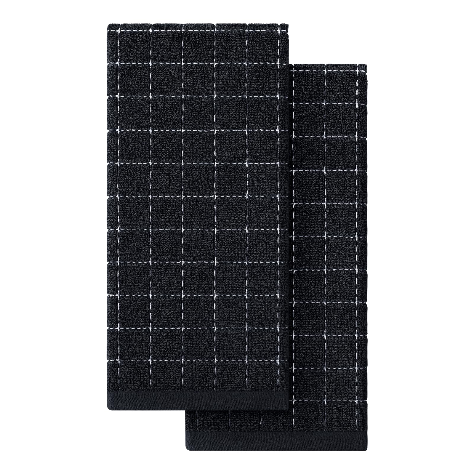 Homaxy towels in black checkered fold for gentle dish drying and stylish kitchen decor.
