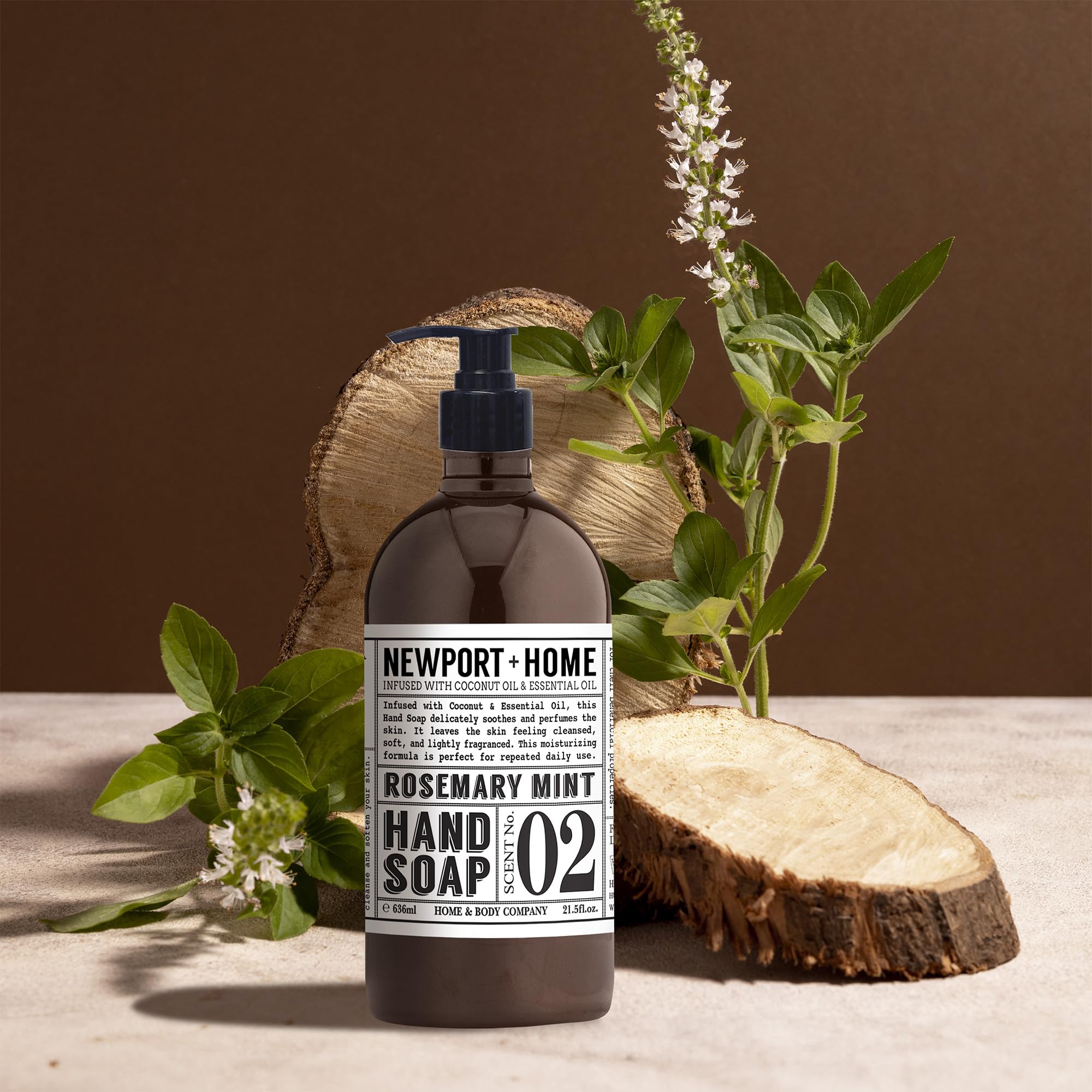 Home and Body Co Newport 4-pack hand soaps on sink for convenient refills and consistent scent.
