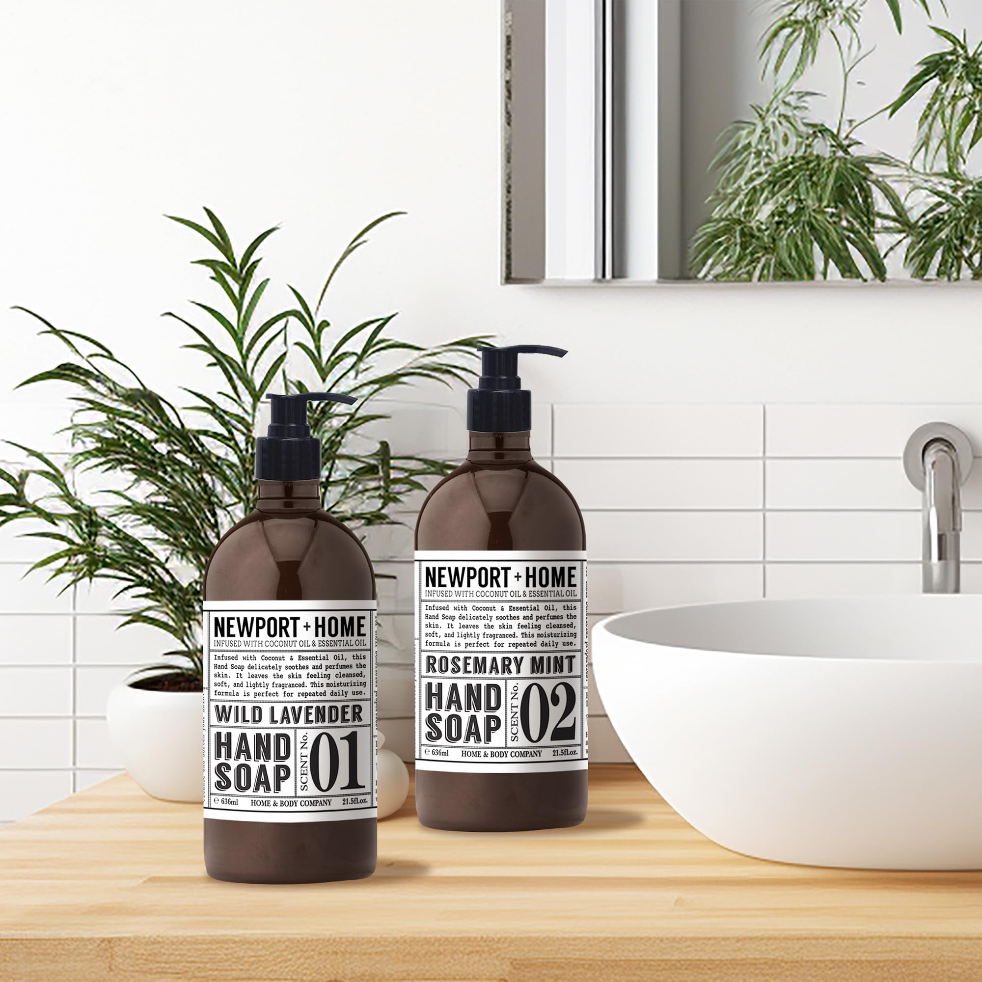 Home and Body Co Newport hand soaps showcase California design with coconut infusion for silky skin.