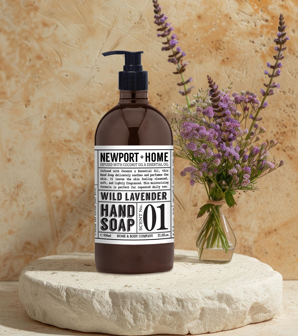 Home and Body Co Newport Rosemary Mint hand soap bottle pump for refreshing daily cleansing.