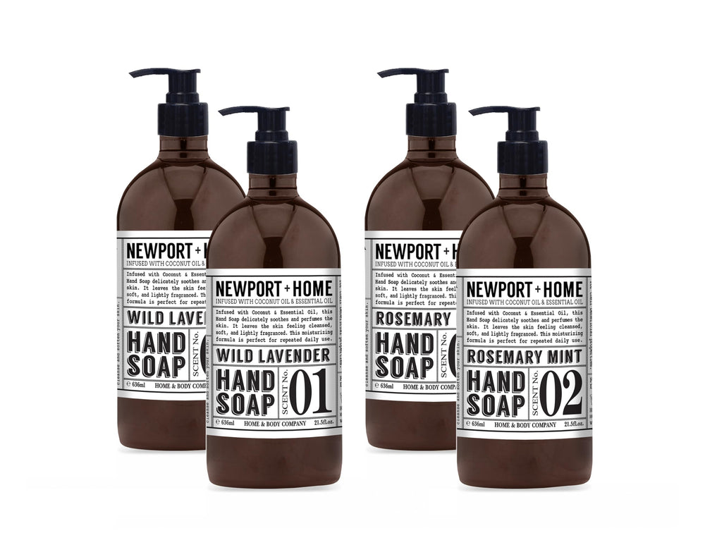 Home and Body Co Newport Wild Lavender hand soap bottle pump for soft, lightly scented skin.