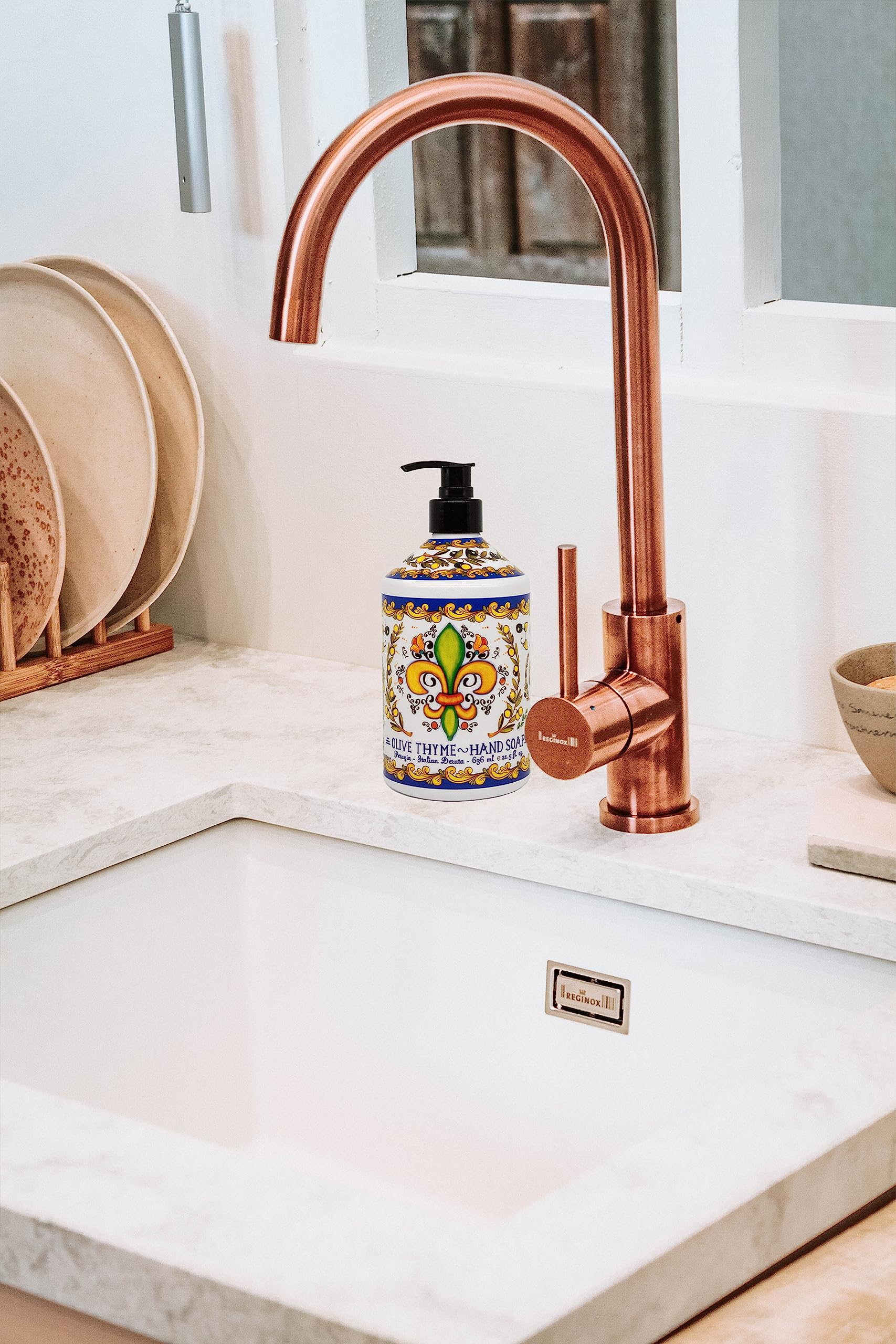 Rich foamy lather from Perugia hand soap enhances daily cleansing.