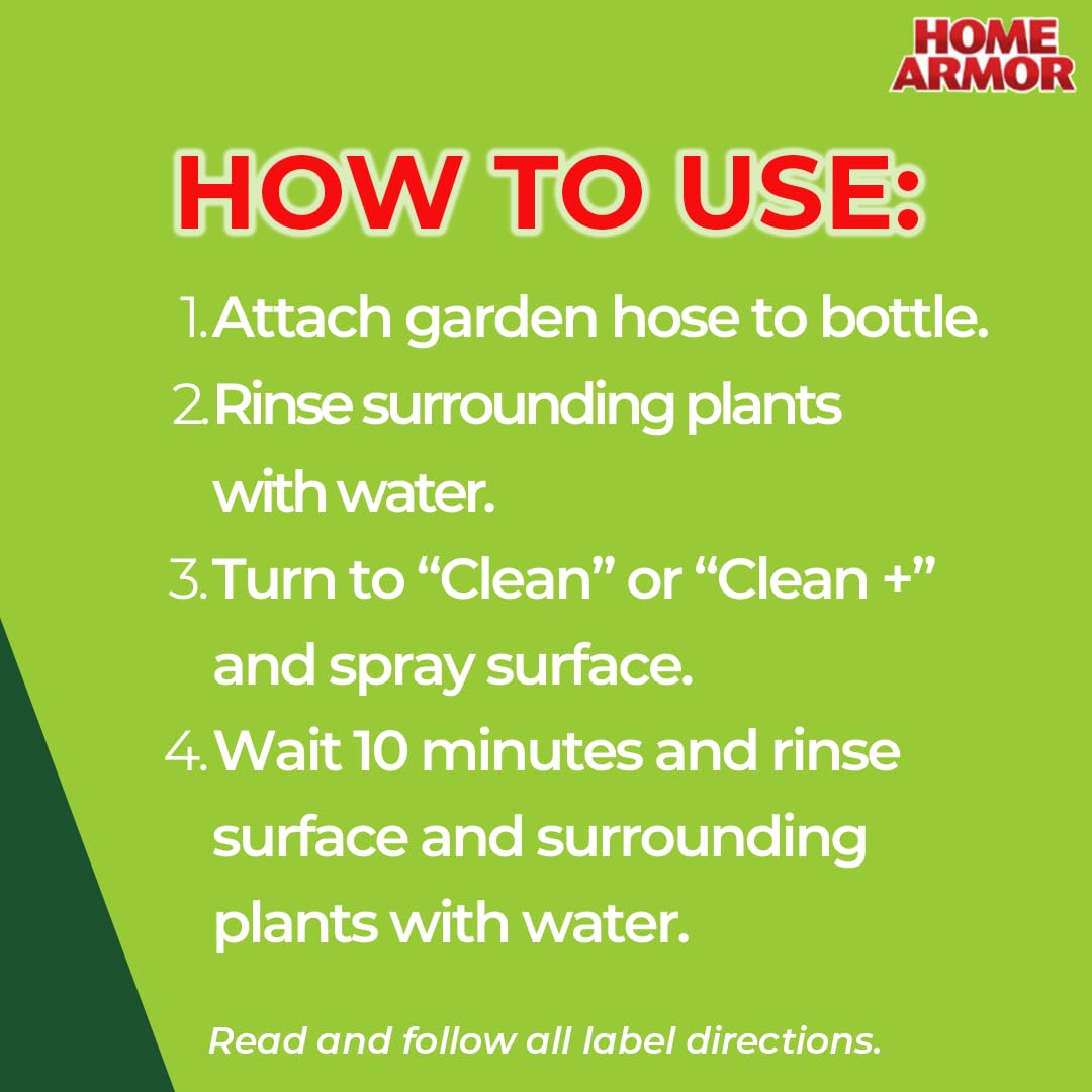 Hose-end sprayer on Home Armor Outdoor Cleaner+ enables controlled cleaning