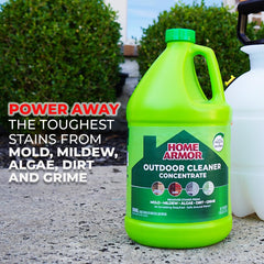 Home Armor Outdoor Cleaner spray action demonstrates quick surface cleaning