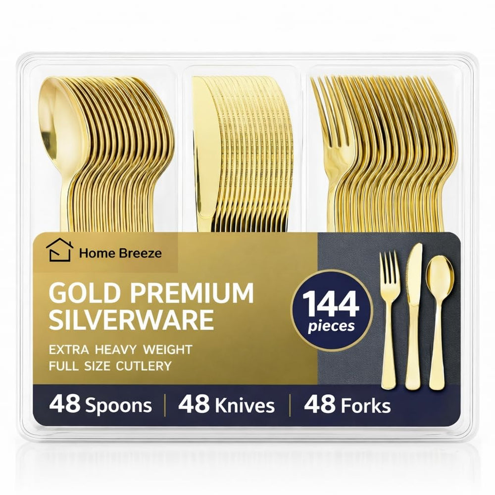 HOME BREEZE gold heavy-duty forks for upscale events and catering
