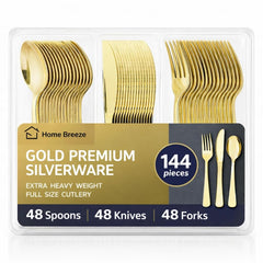 HOME BREEZE gold heavy-duty forks for upscale events and catering