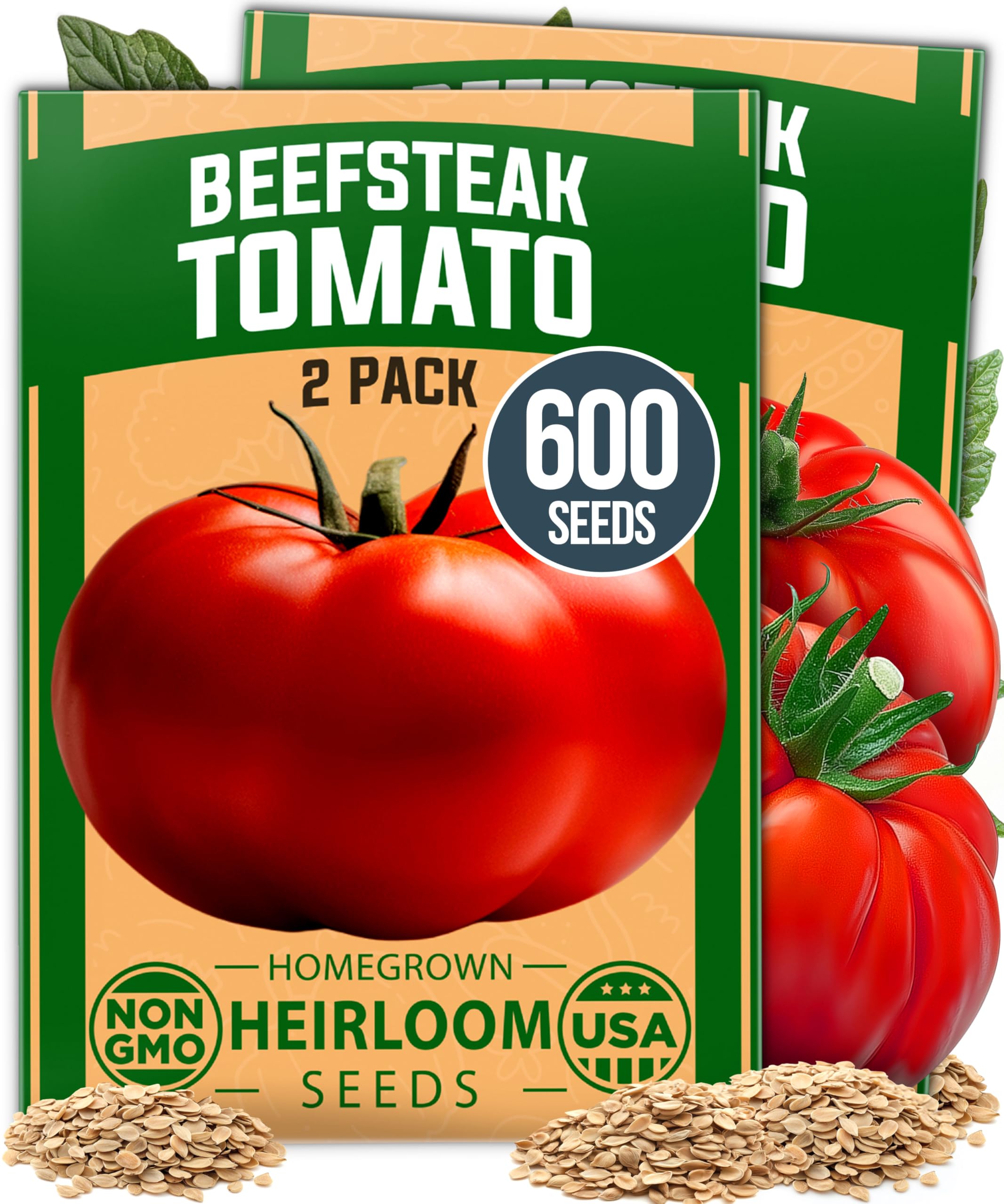 HOME GROWN Beefsteak tomato seeds in a front view pack for easy garden prep.