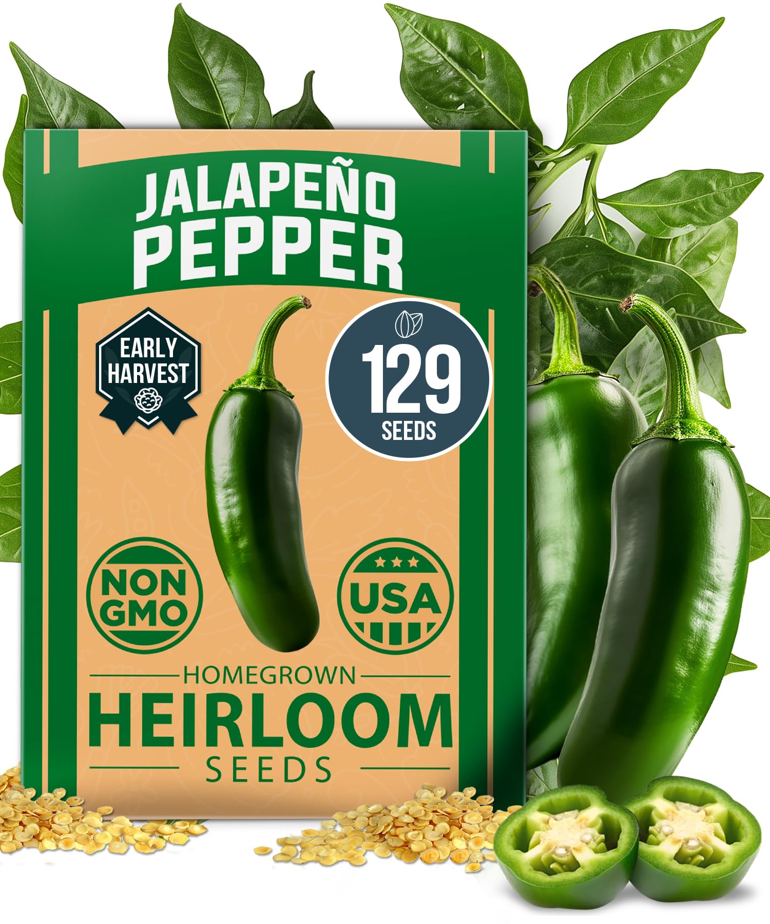Home Grown jalapeno seeds packaging with clear labels for easy planting planning