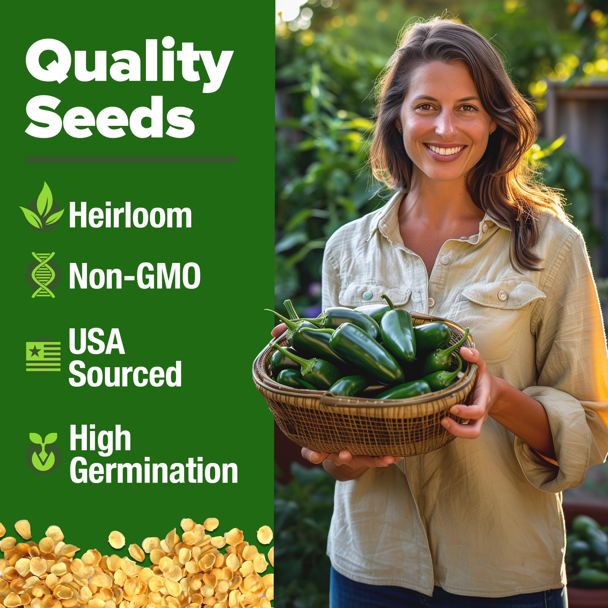 Home Grown jalapeno seeds in simple packaging with step by step planting instructions