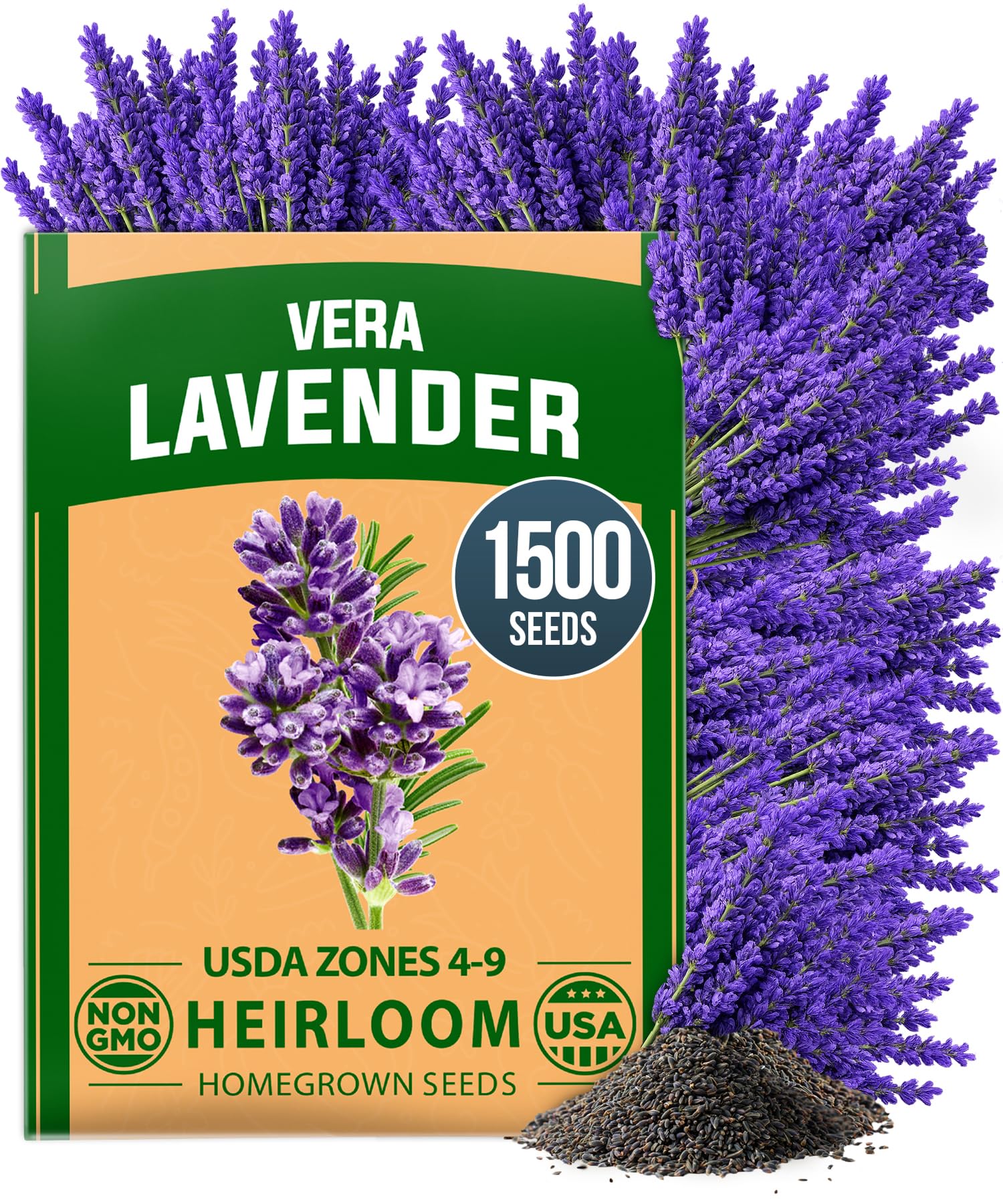HOME GROWN lavender seeds packet shown for easy home planting and vibrant blooms