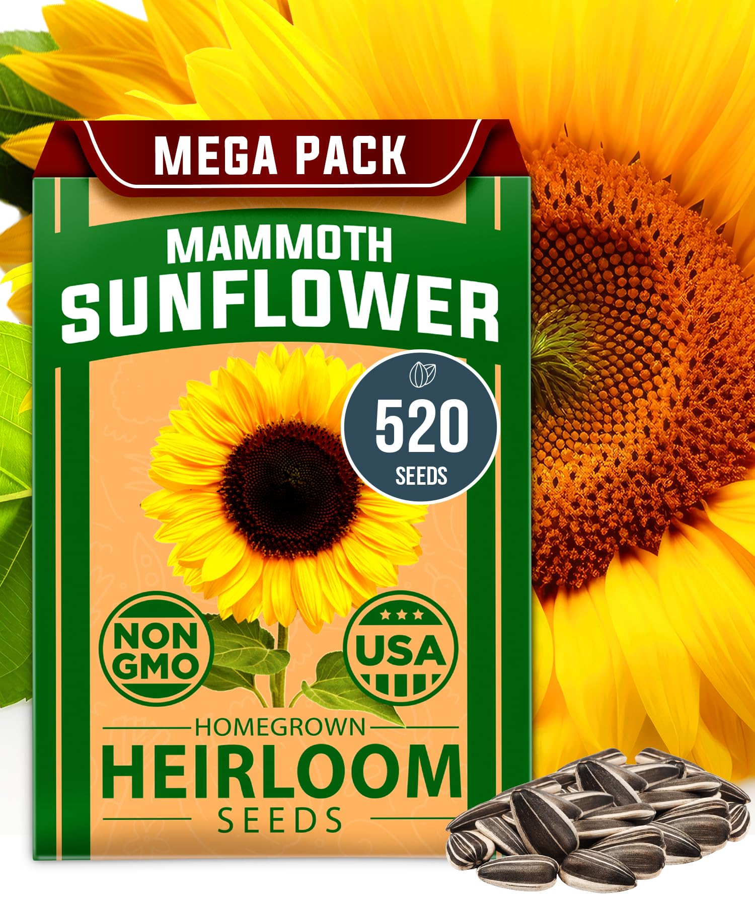 HOME GROWN Mammoth sunflower seeds bulk packet for quick, large-scale planting.