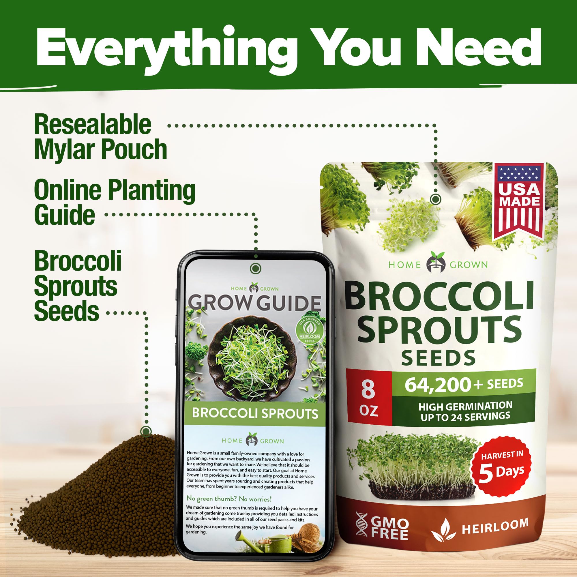 HOME GROWN seed packaging fresh – sealed freshness and premium seeds