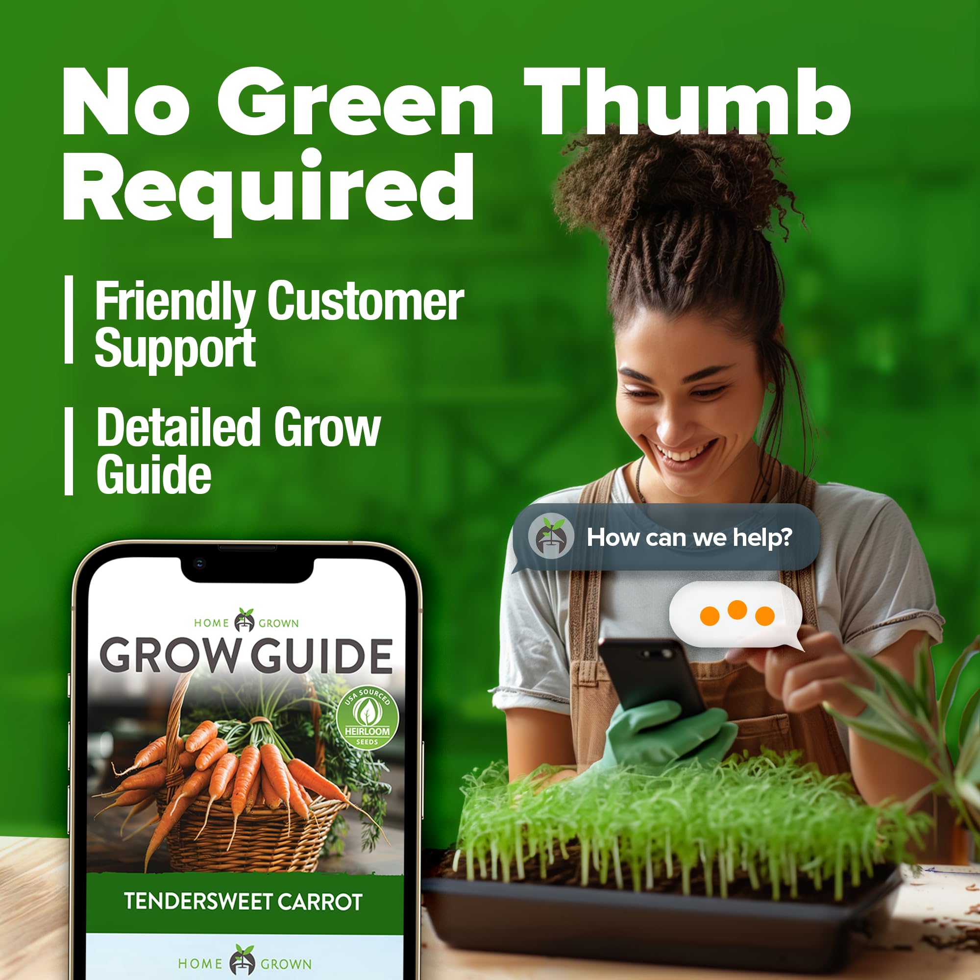 HOME GROWN Tendersweet Carrots Seeds USA-sourced label highlights domestic origin and quality