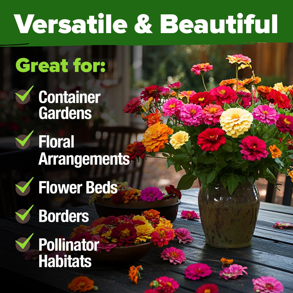 HOME GROWN zinnia California Giant Mix seeds offer high germination for reliable growth.