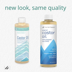 Pouring Home Health Original Castor Oil for easy application