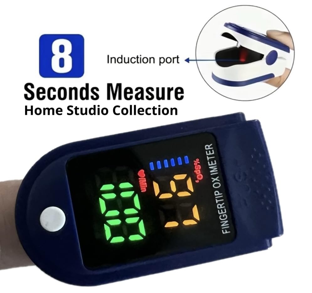 Home Studio Collection oximeter on hand showing reading