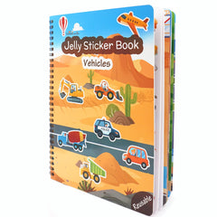 HomeEvolution sticker book cover with vehicles and construction themes for screen-free play