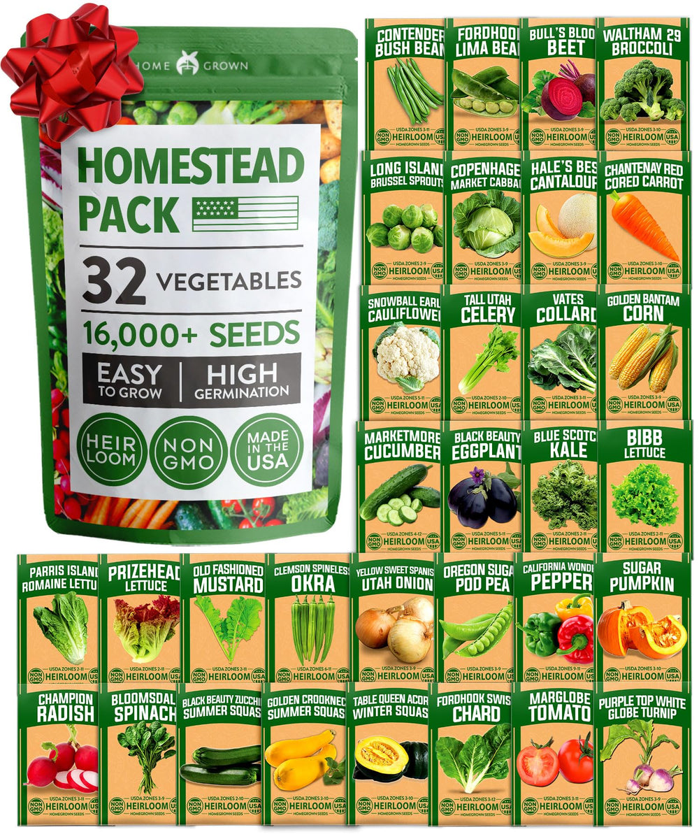 HOME GROWN 32-varieties heirloom seeds pack for diverse home gardens.