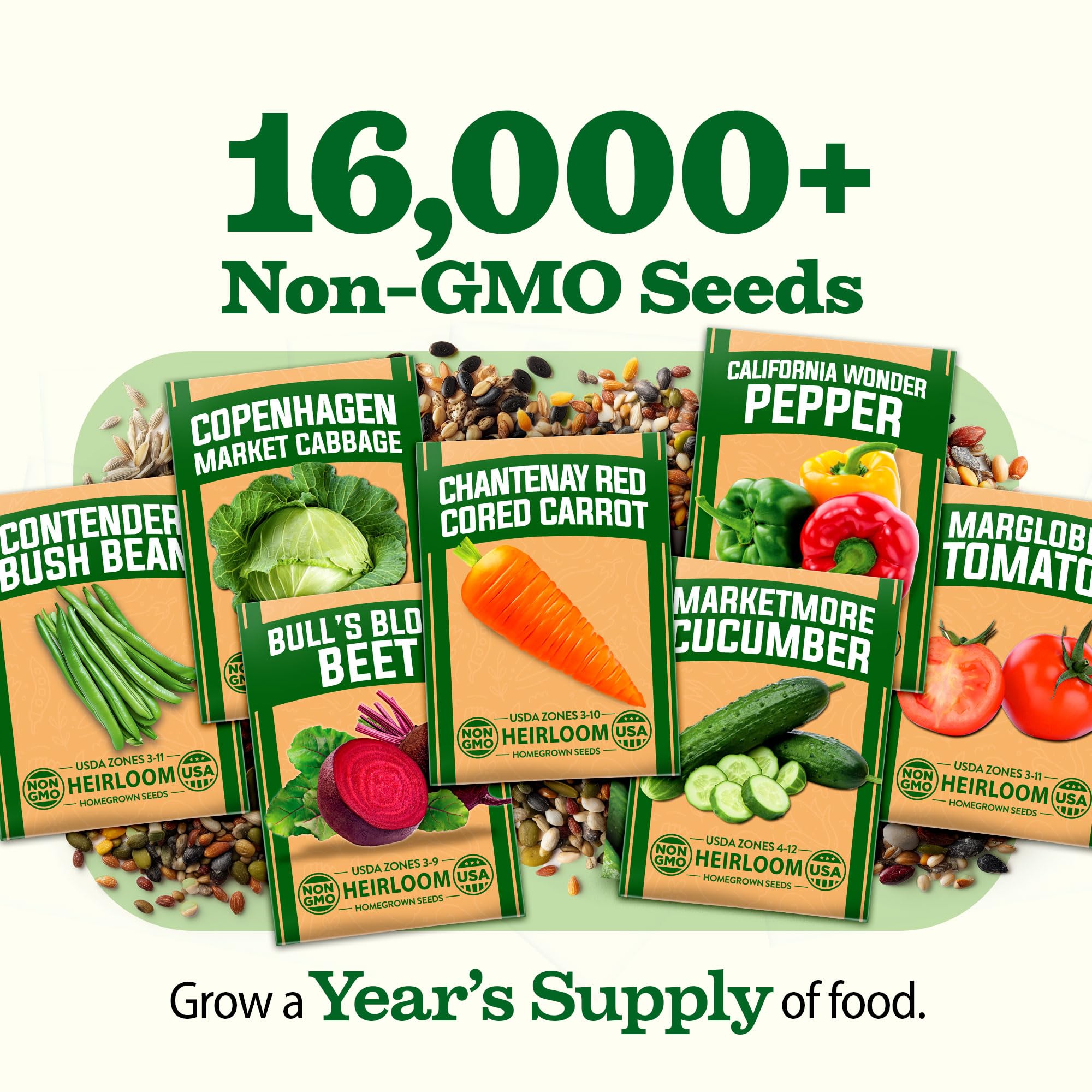 HOME GROWN garden-ready seeds shown for easy planting from seed.