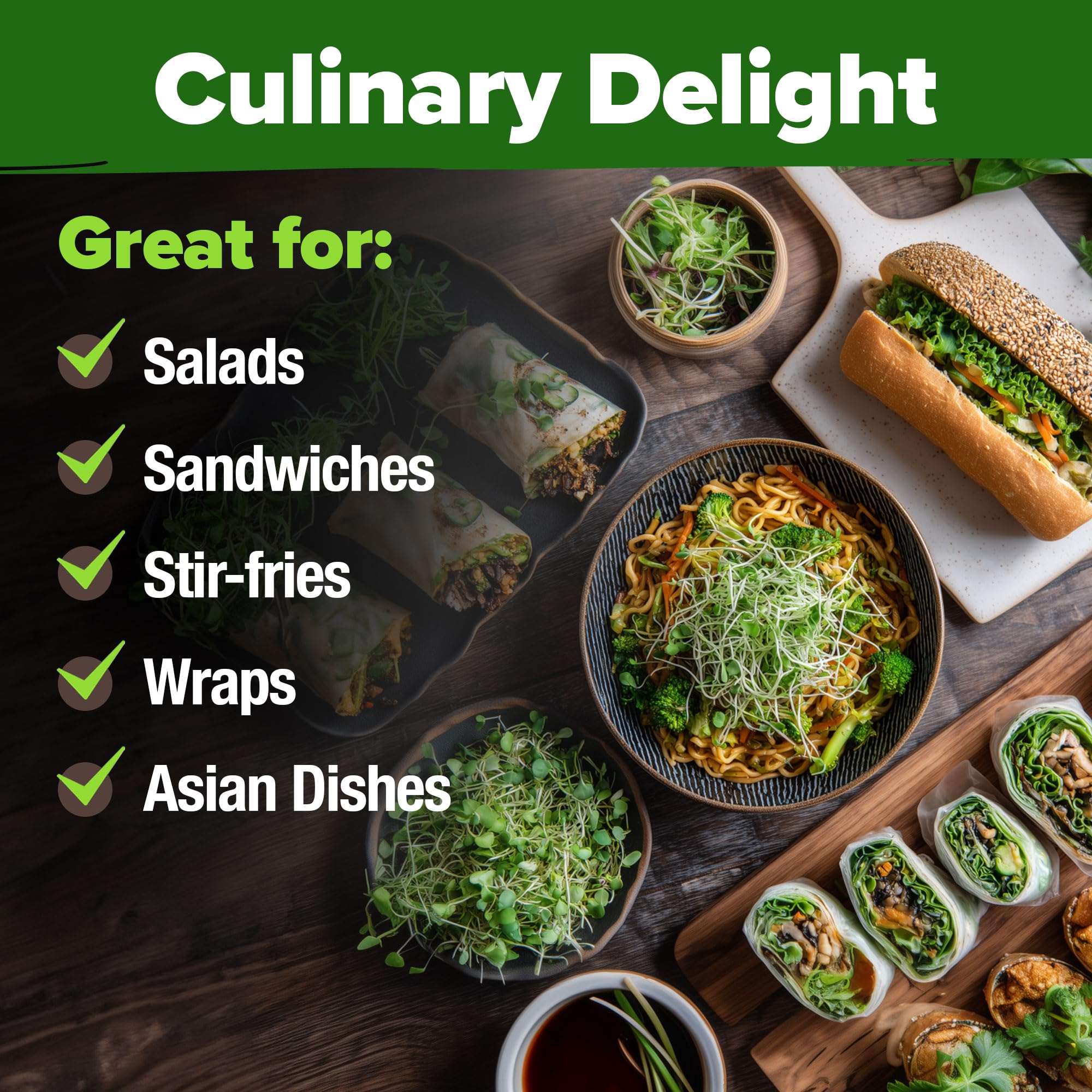 HOME GROWN broccoli-radish-alfalfa-clover mix offers diverse flavors for meals.