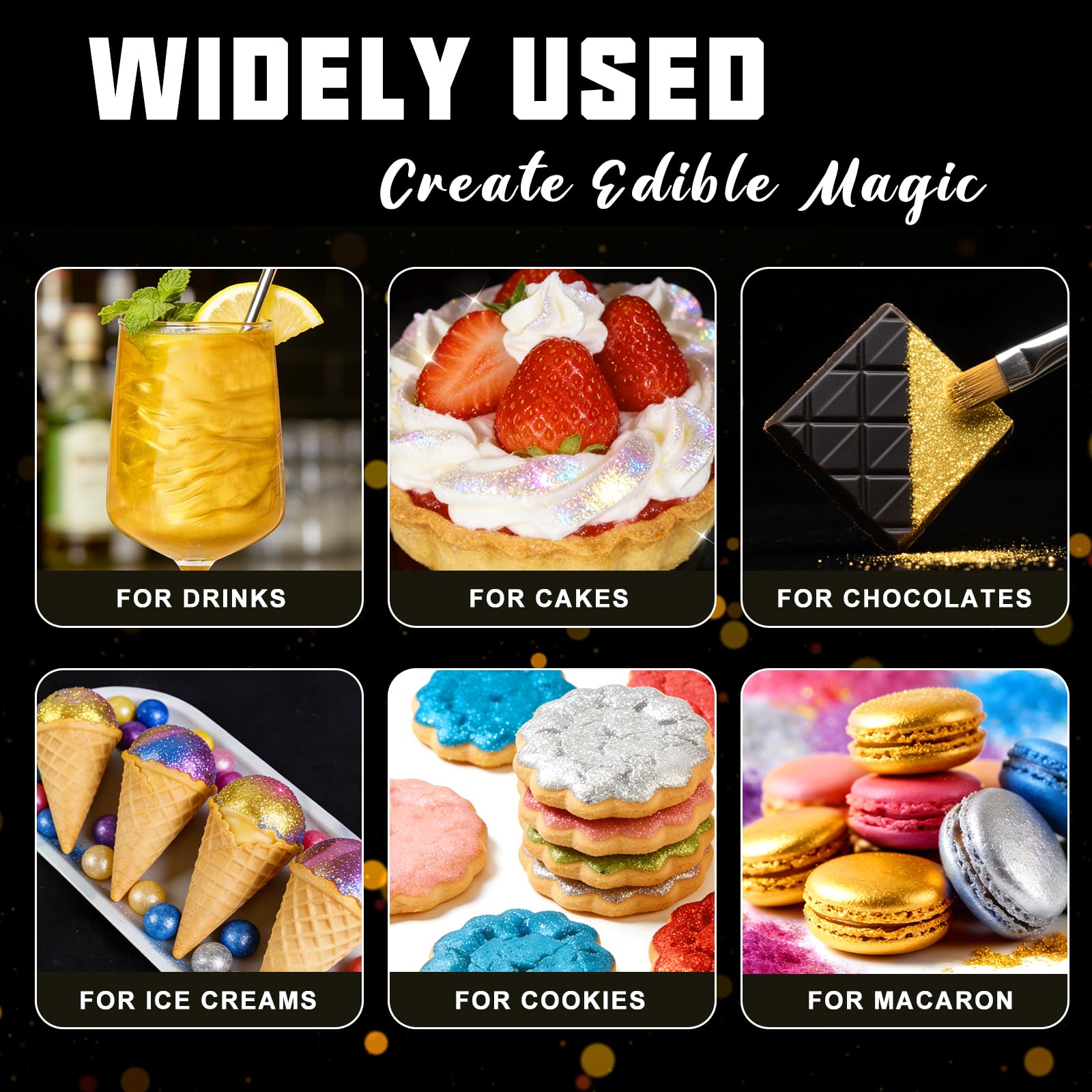 HomeHere edible shimmer on cupcakes for professional decorations