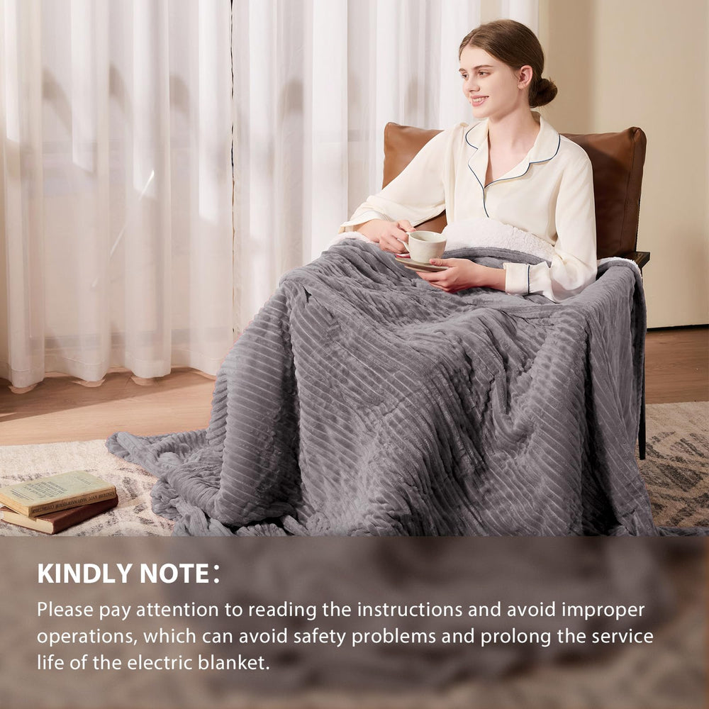 Homemate blanket spread on bed shows the 50x60 size for generous coverage.