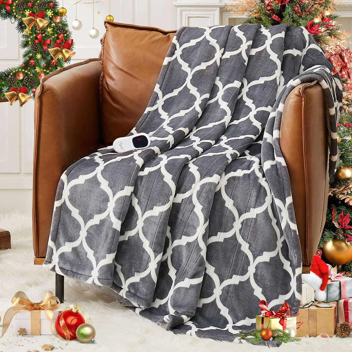 Homemate heated blanket in soft flannel close-up for cozy warmth
