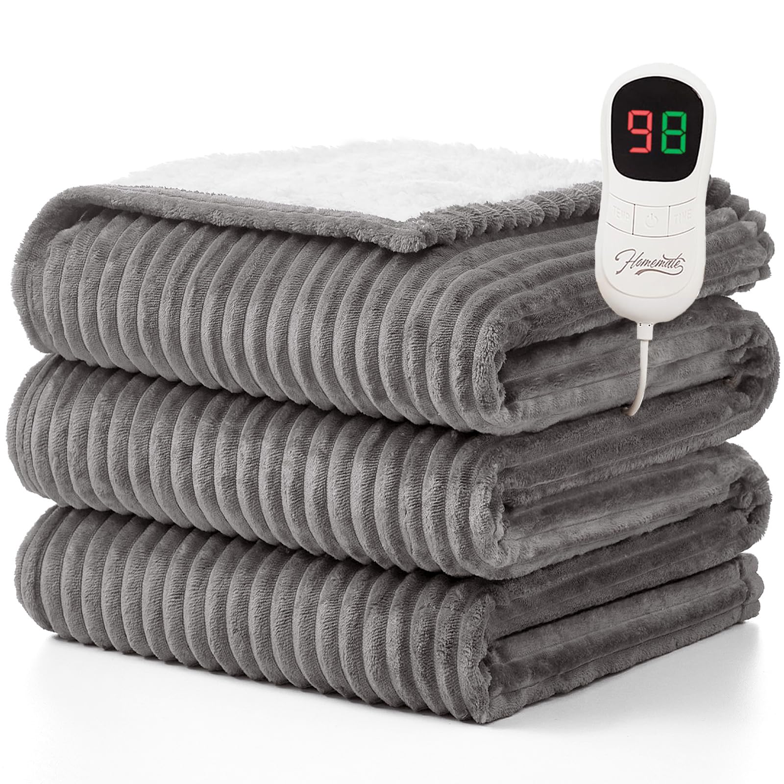 Homemate heated blanket throw on sofa delivers cozy warmth.